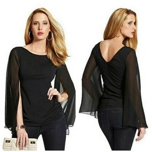 Guess by Marciano Black Bell Sleeve Blouse X Small